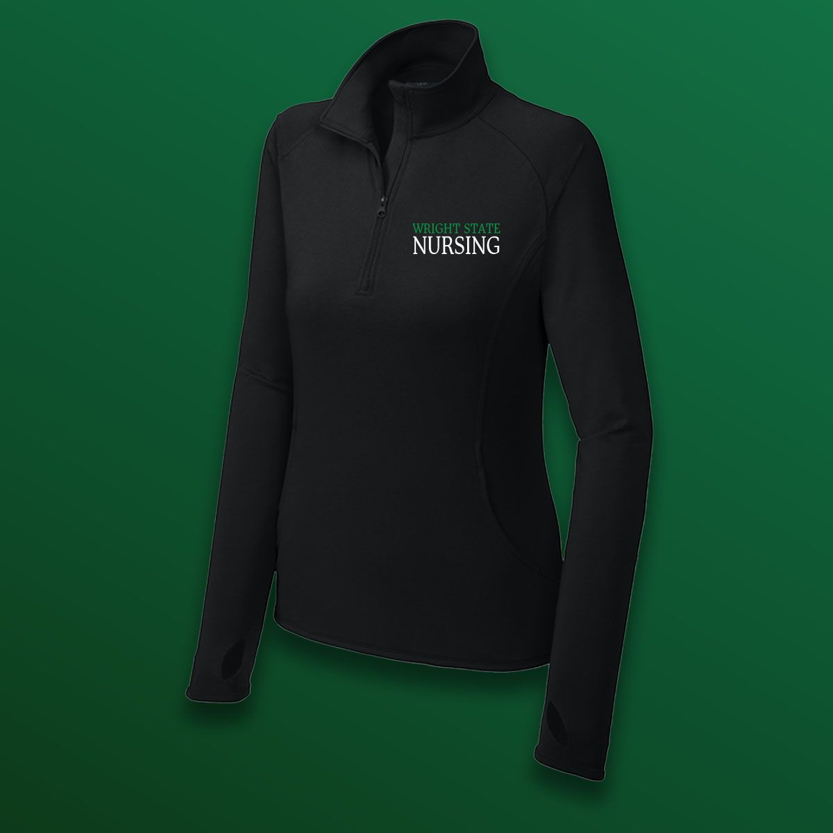 LADIES Stretch 1/4-Zip Pullover _ LST850 BLK _ Wright State Nursing
