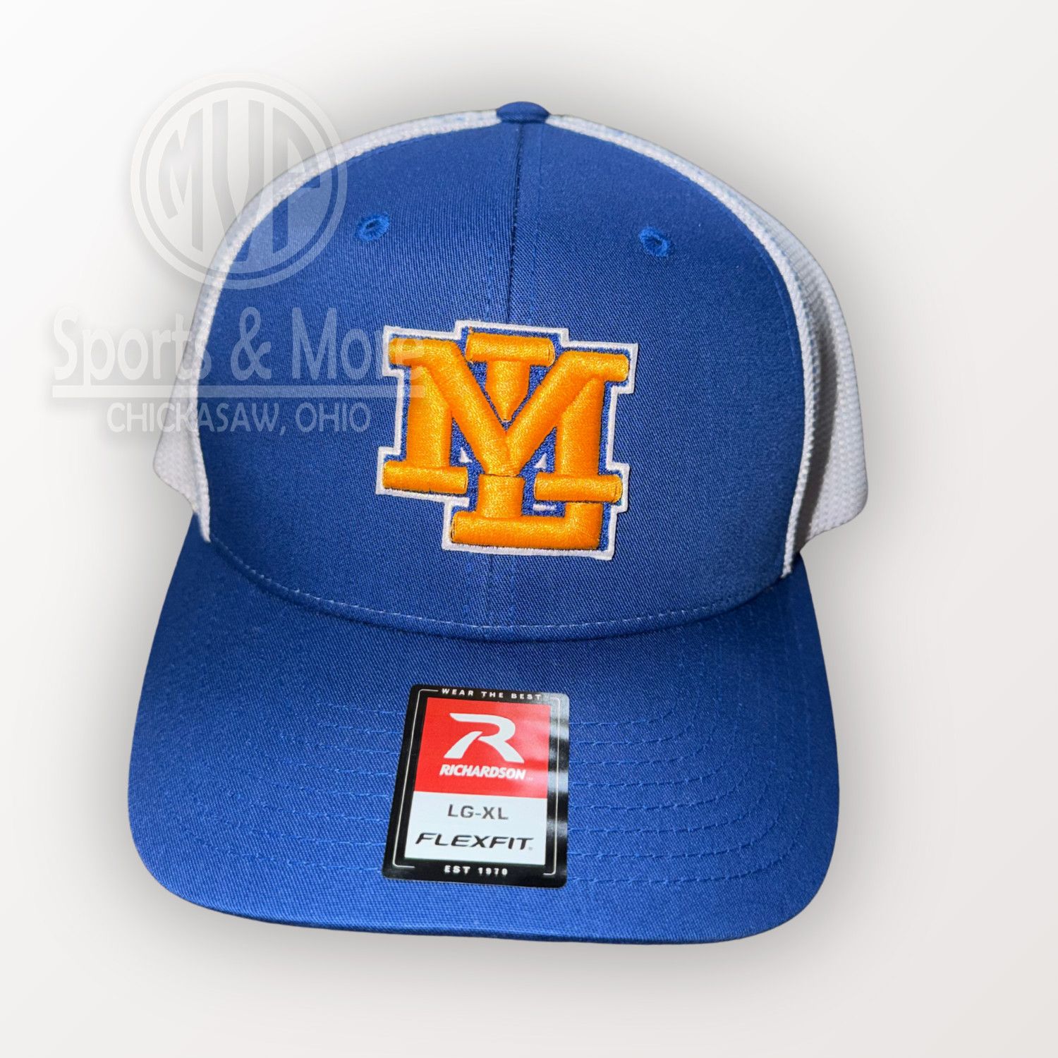 Flex Trucker Cap-110 R/ ROYAL/ WHITE, Size: SMALL/MEDIUM