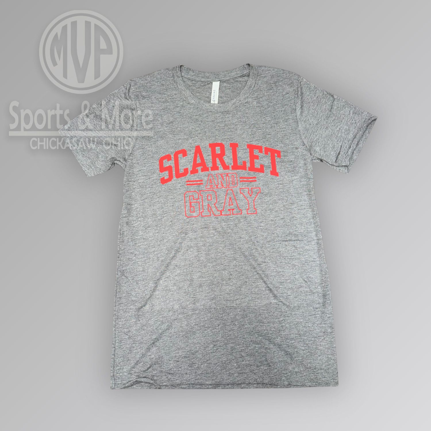 BELLA+CANVAS Unisex Triblend Short Sleeve Tee-BC3413- SCARLET AND GRAY, Size: XS
