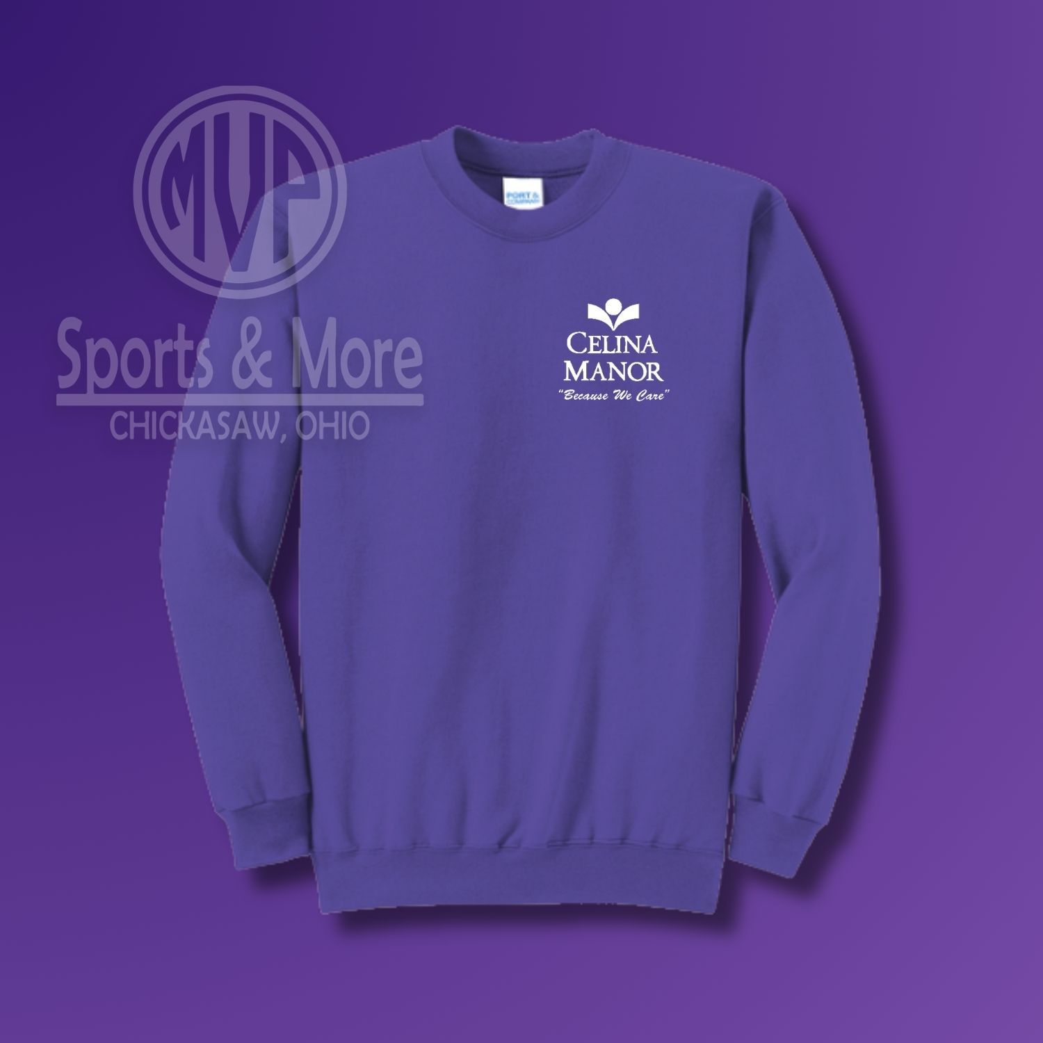 Core Fleece Crewneck _ Celina Manor, Color: Purple, Size: SMALL