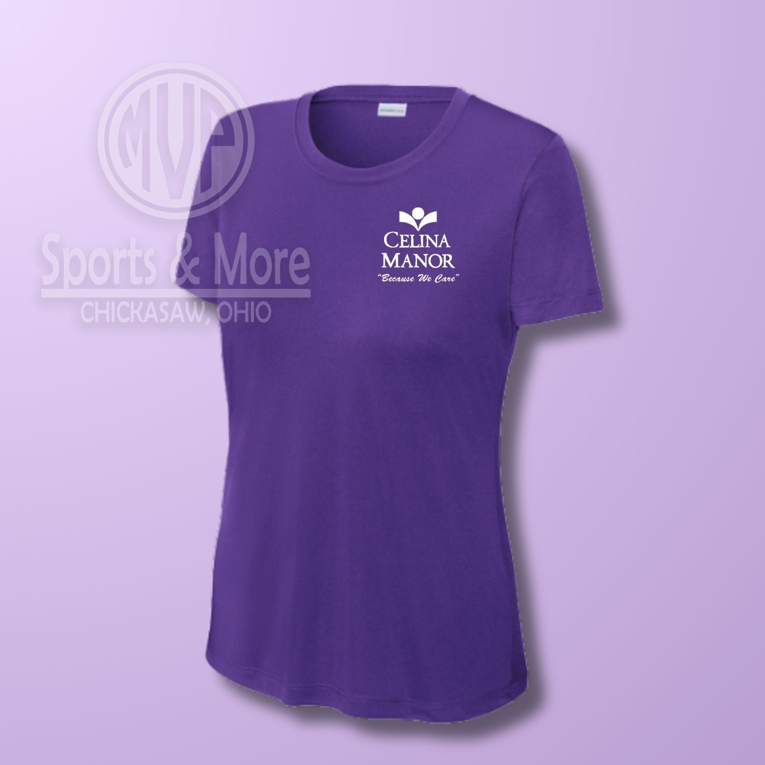 Ladies Dri-Fit T-Shirt _ Celina Manor, Color: Purple, Size: LADIES SMALL