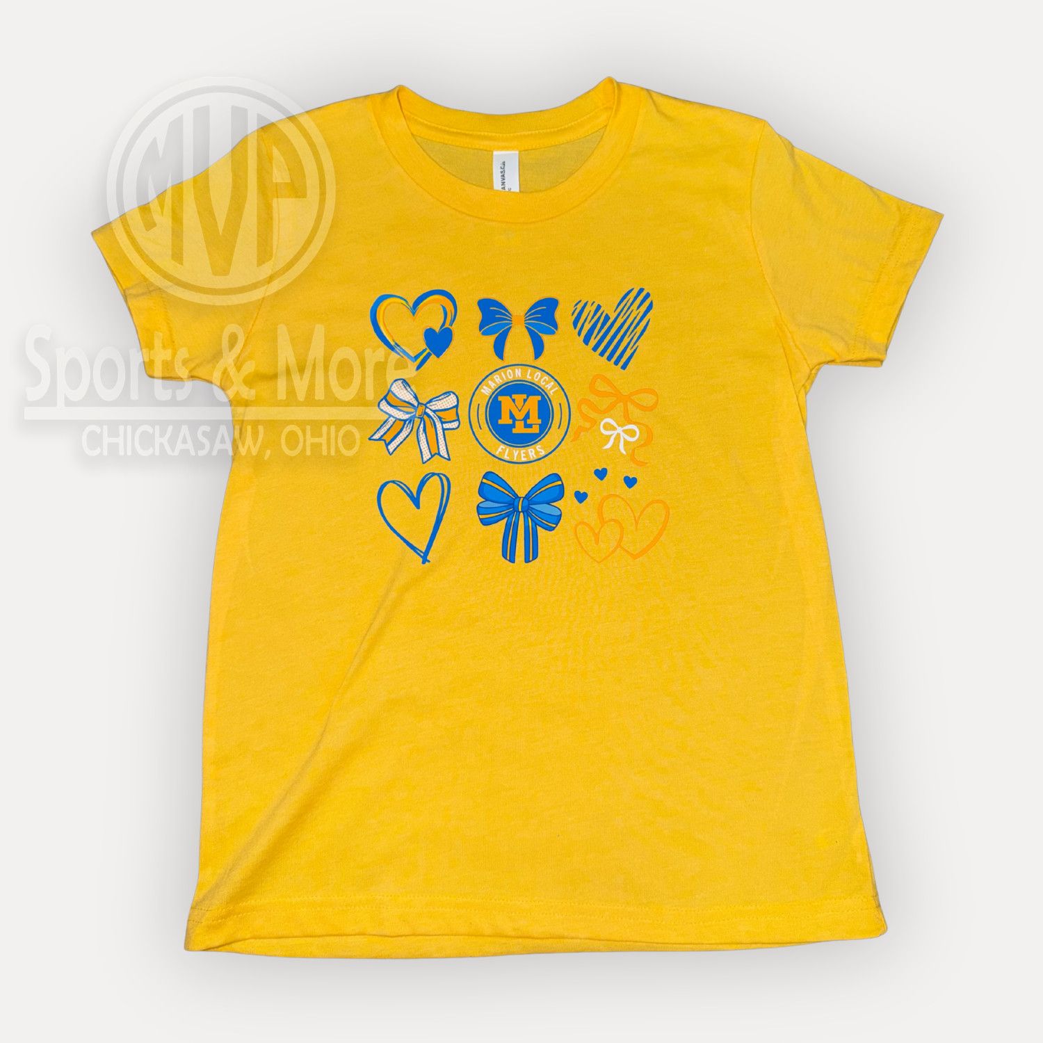 BELLA+CANVAS Youth Heather CVC Tee -BC3001YCVC- ML HEARTS AND BOWS, Size: YOUTH SMALL