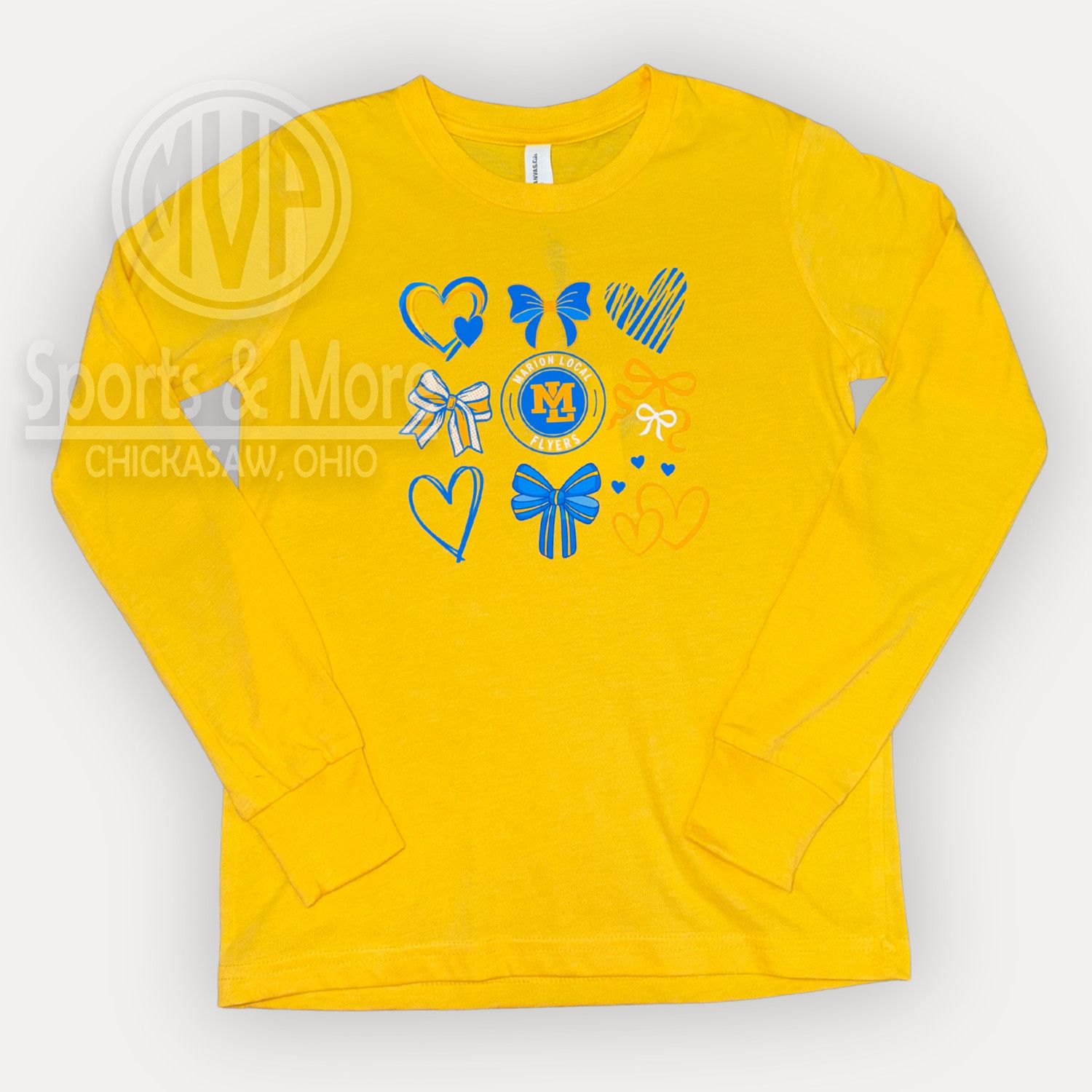 BELLA+CANVAS Youth Jersey Long Sleeve Tee -BC3501Y- ML HEARTS AND BOWS, Size: YOUTH SMALL