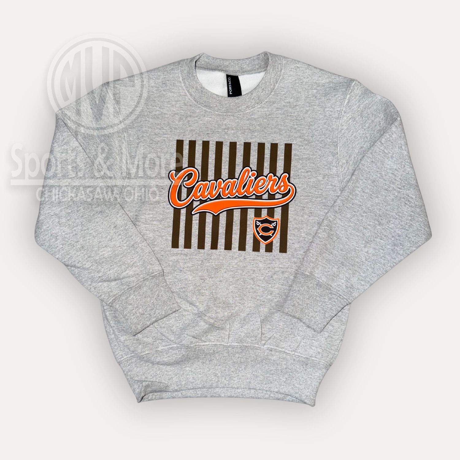 Port &amp; Co Youth Core Fleece Crewneck Sweatshirt- PC78Y  -RIPPED LINES, Size: YOUTH XS