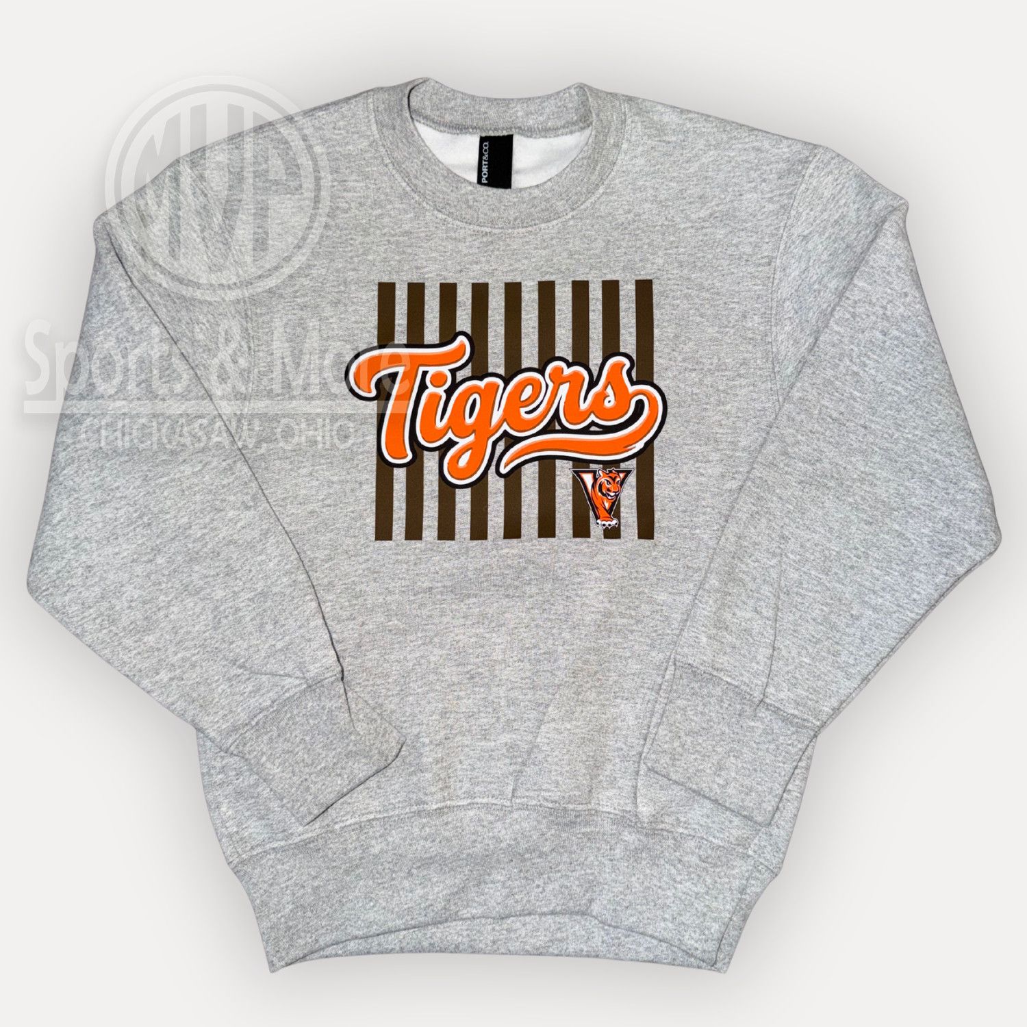 Port &amp; Co Youth Core Fleece Crewneck Sweatshirt- PC78Y  -RIPPED LINES, Size: YOUTH XS