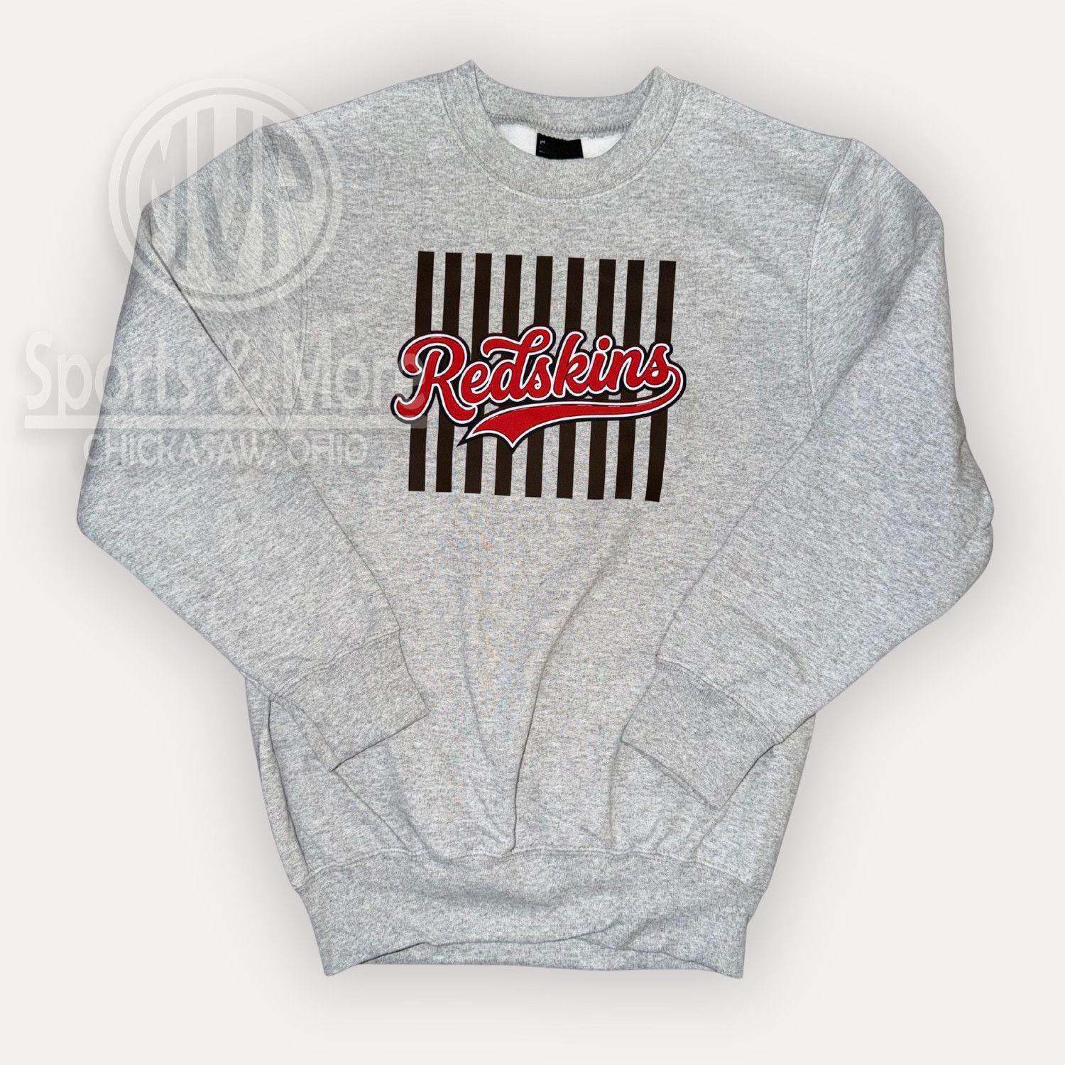 Port &amp; Co Youth Core Fleece Crewneck Sweatshirt- PC78Y  -RIPPED LINES-REDSKINS, Size: YOUTH XS