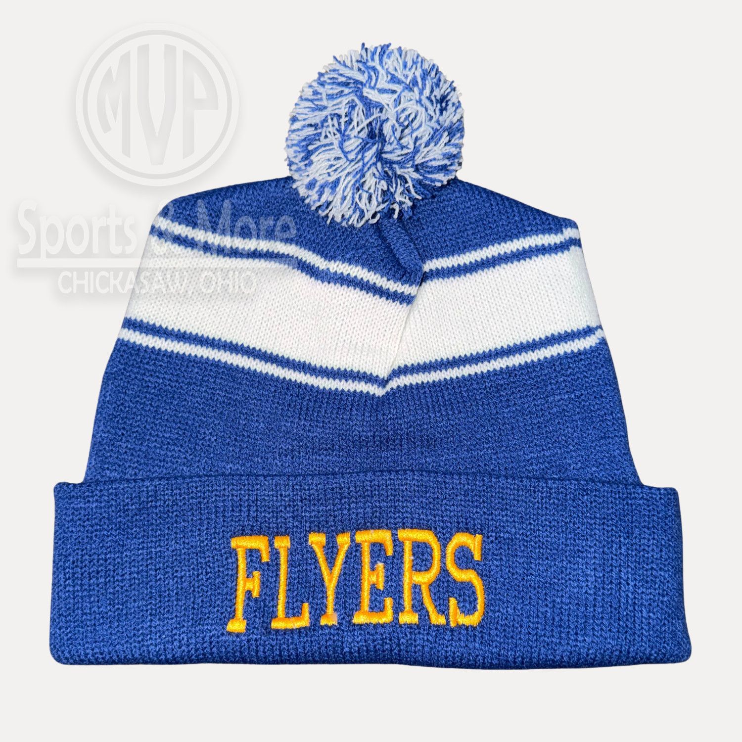Sport-Tek Stripe Pom Pom Beanie -STC28- FLYERS TREAD, Size: ONE SIZE