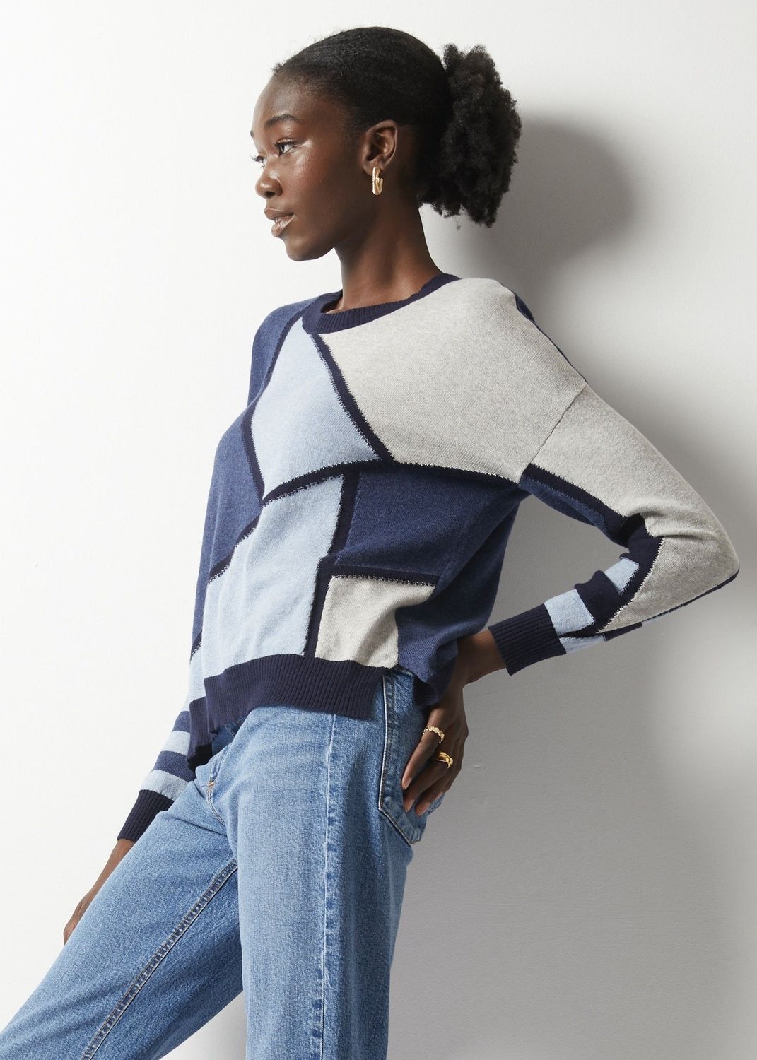 Zp6348 MOSAIC INTARSIA SWEATER