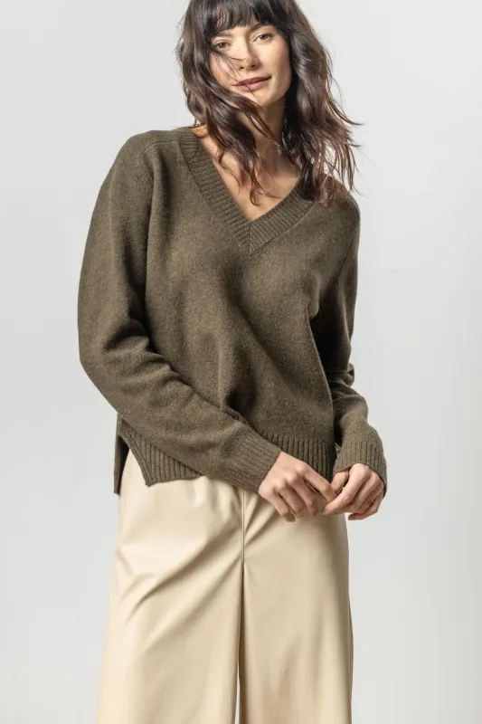 PA2658 FELTED EASY V-NECK SWEATER