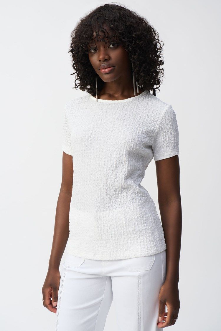 251167Puckered Knit Fitted Top  (+2 colours)