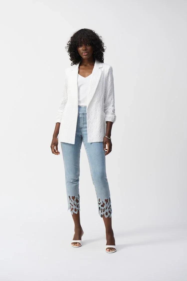 242034 Woven Jacquard Boxy Blazer