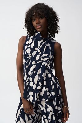 251251 Silky Knit Abstract Print Sleeveless Top