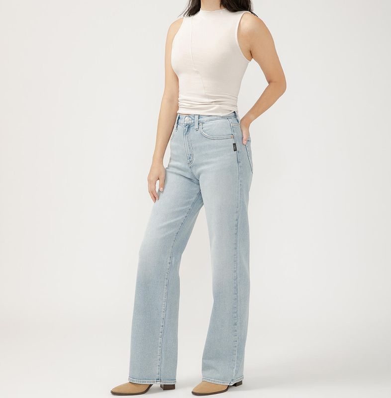 Silver Highly Desirable High Rise Trouser Leg Jeans