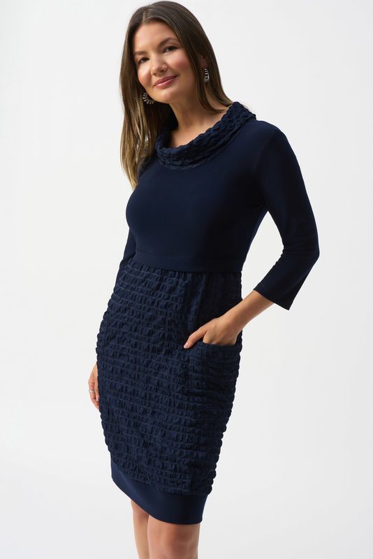 243114 Jacquard And Silky Knit Cocoon Dress