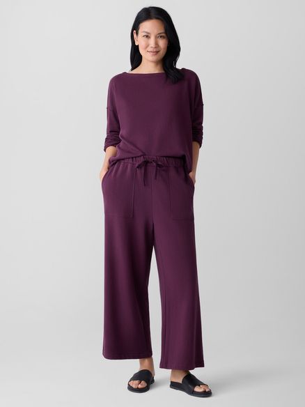 P4861 Blackberry Cotton Terry Wide-Leg Pant