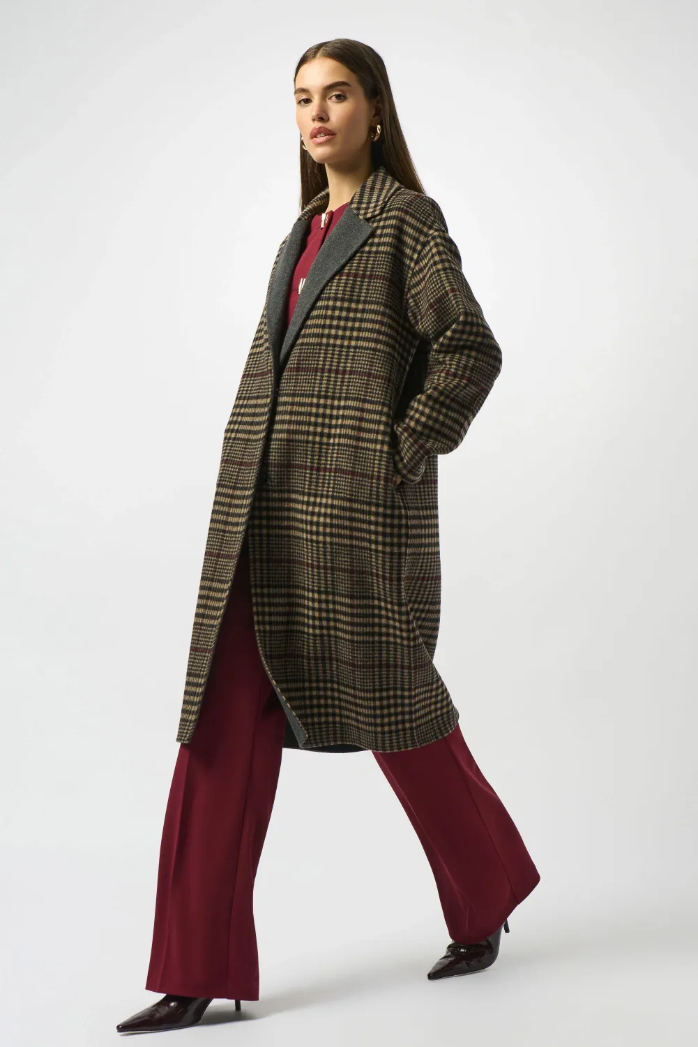 Wool Blend Plaid Double-Faced Coat 253946
