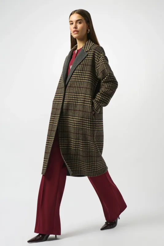 Wool Blend Plaid Double-Faced Coat 253946
