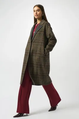 Wool Blend Plaid Double-Faced Coat 253946