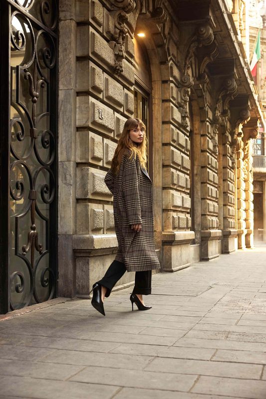 Wool Blend Plaid Double-Faced Coat 253946