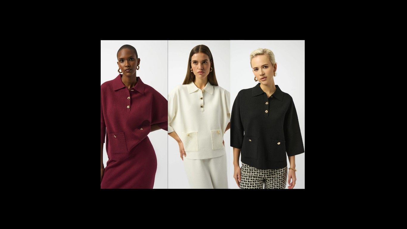 Sweater Knit Boxy Pullover With Polo Collar 253962 (+colours)