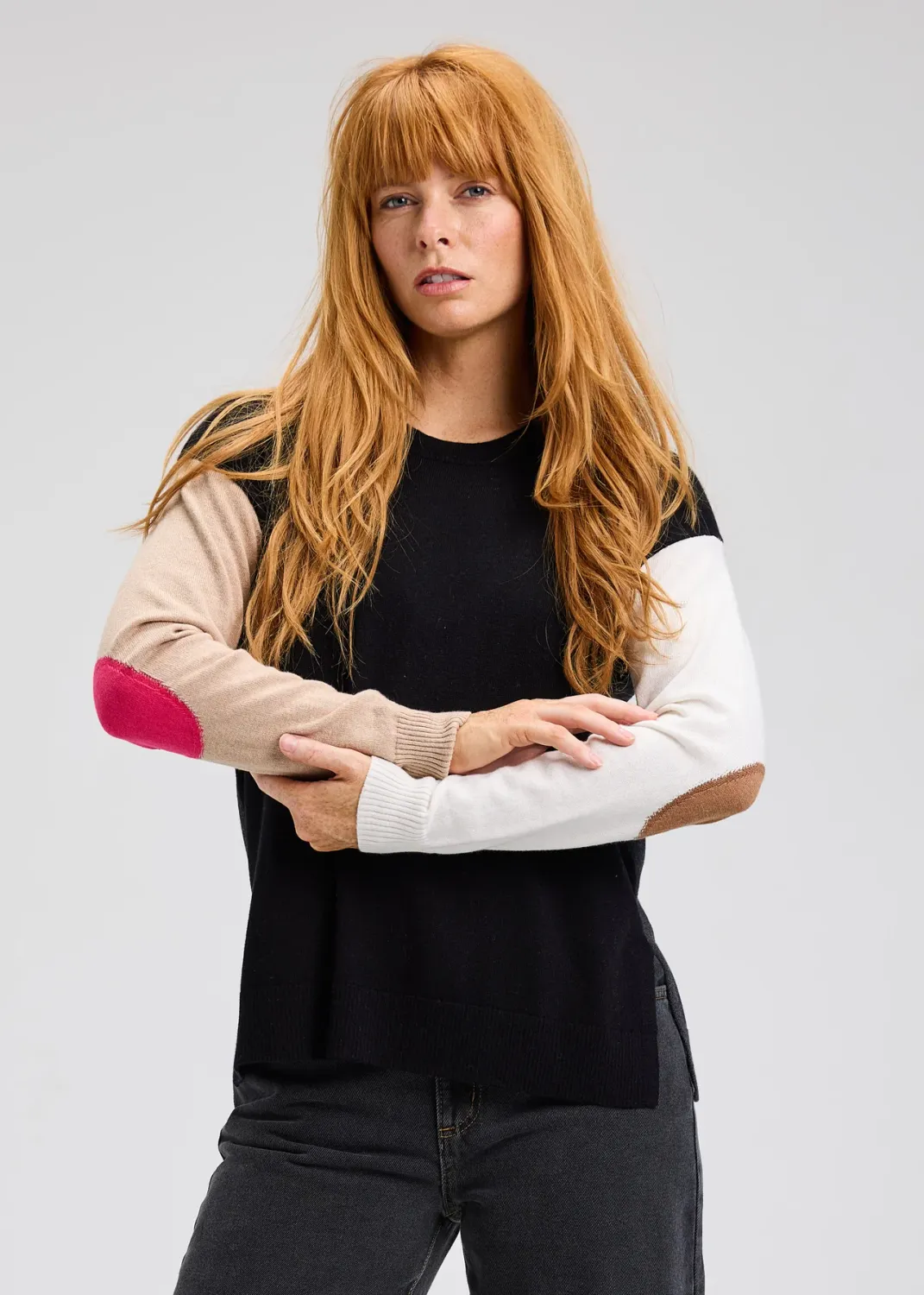 INTARSIA ELBOW PATCH SWEATER ZP7524U