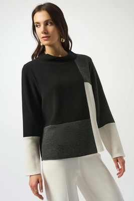 253236 Jacquard Knit Colour-Block Boxy Top