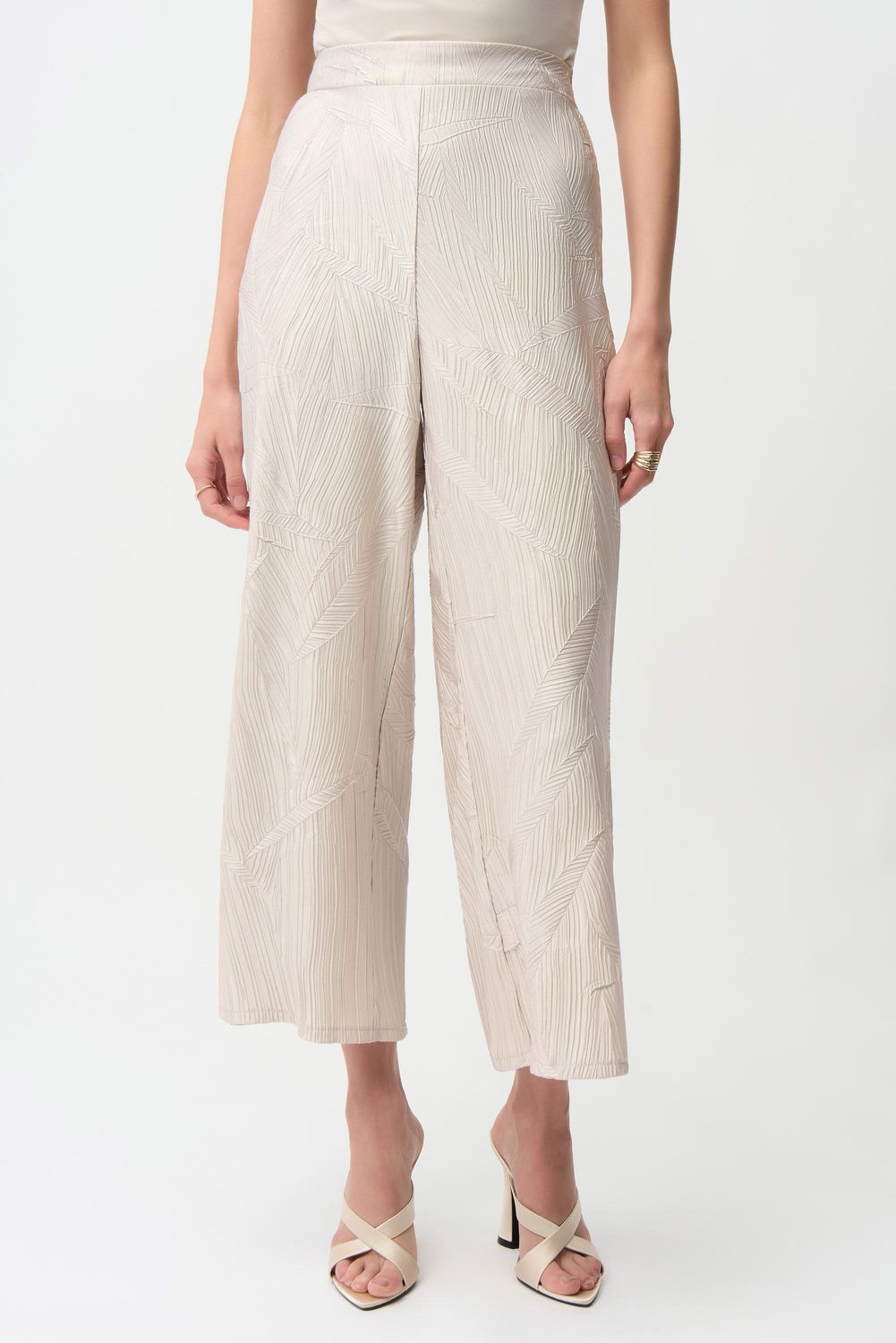 261161 Pleated Satin Pull-On Culotte Pants