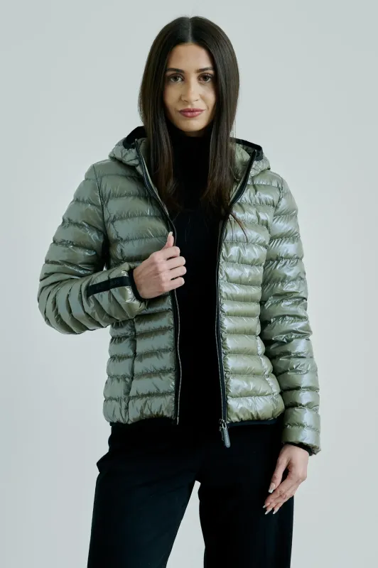 2222171 ELFY VEGAN DOWN SHORT JACKET | OLIVE