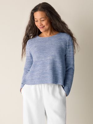 W5971M Organic Linen Cotton Slub Crew Neck Top