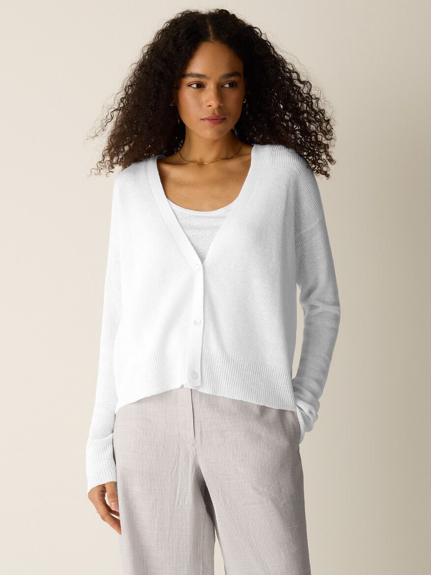 K5482Organic Linen Cotton Slouchy Cardigan