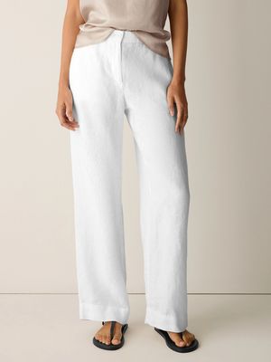 P4925M  Heavy Organic Linen Full-Length Straight Trouser