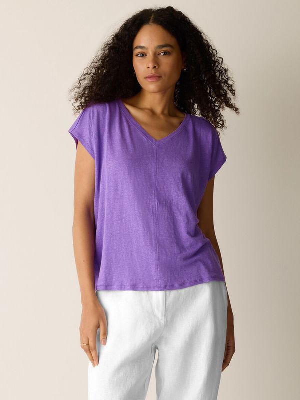 T6005MOrganic Linen Jersey V-Neck Tee