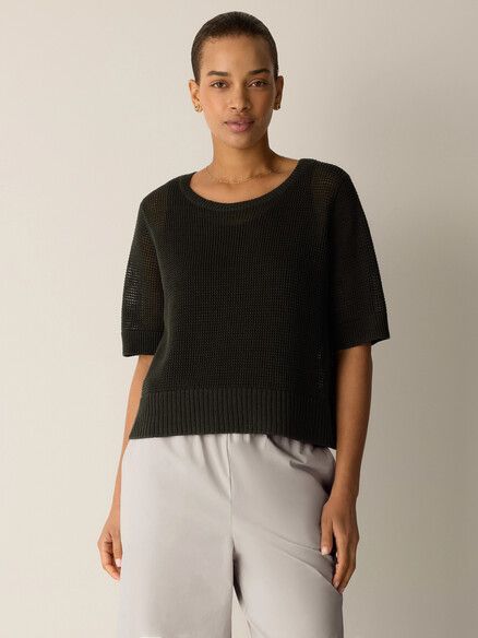 W6280M Organic Linen Cotton Round Neck Top