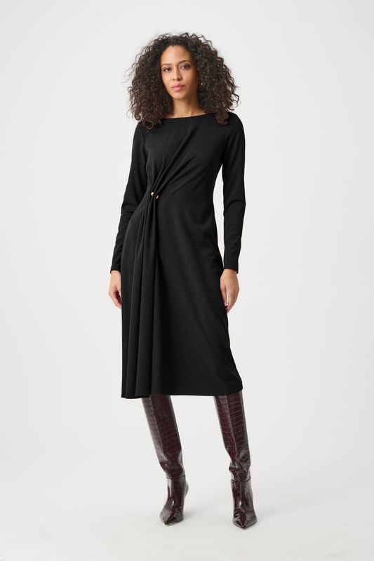 263178 Scuba Crepe Draped Front Sheath Dress
