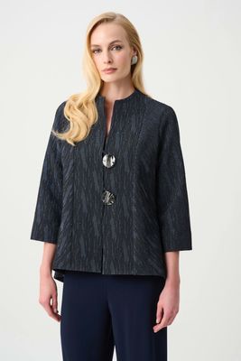 263725 Foil-Textured Trapeze Jacket