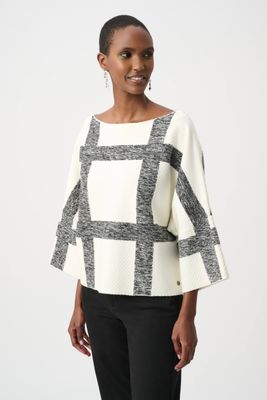 263946 Plaid Boat-Neck Sweater