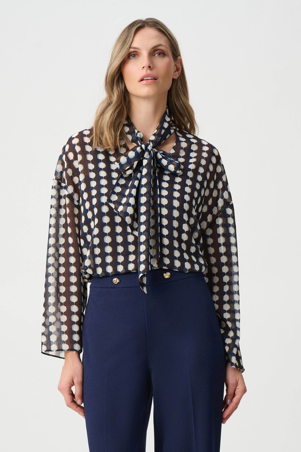 263102 Chiffon Geometric-Print Blouse