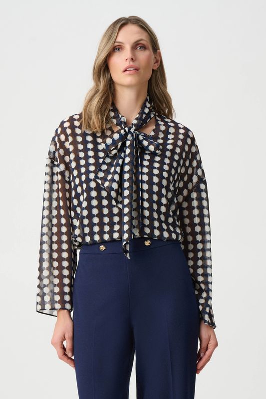 263102 Chiffon Geometric-Print Blouse