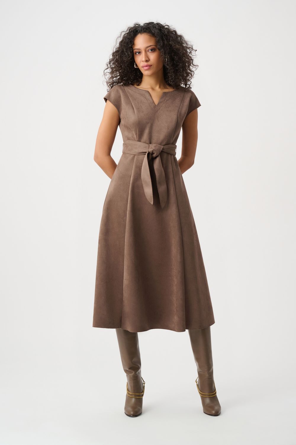 263105 Scuba Suede Fit-and-Flare Dress