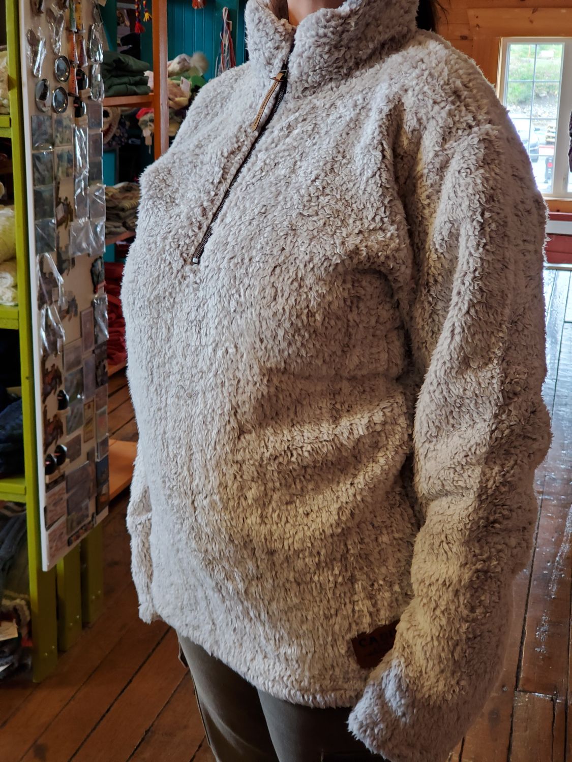 Unisex Quart Zip Sweater Frosted Linen #5, Color: Frosted Linen, Size: SM