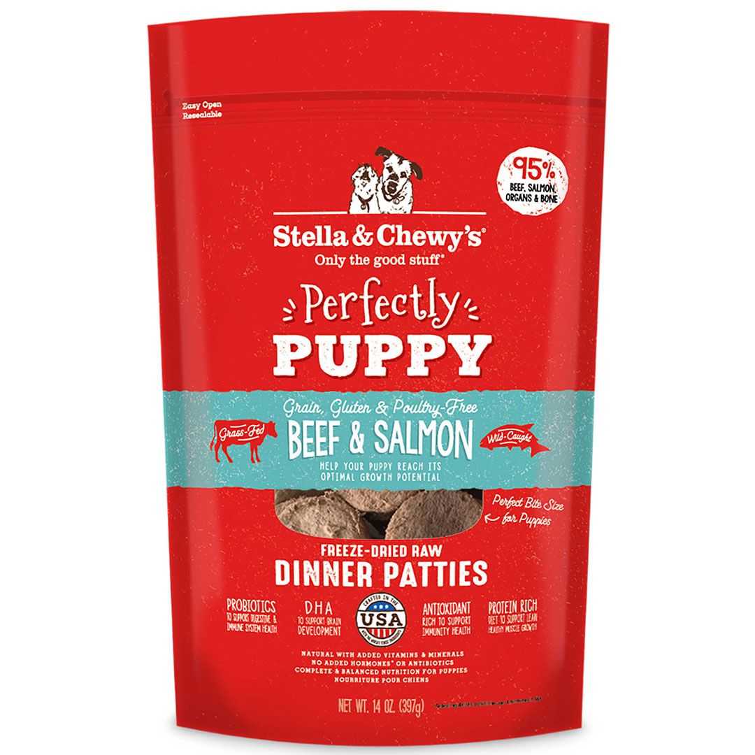 Stella &amp; Chewy&#39;s Beef &amp; Salmon Puppy Freeze-Dried Raw Dinner Patties Dog Food, Size: 14-oz