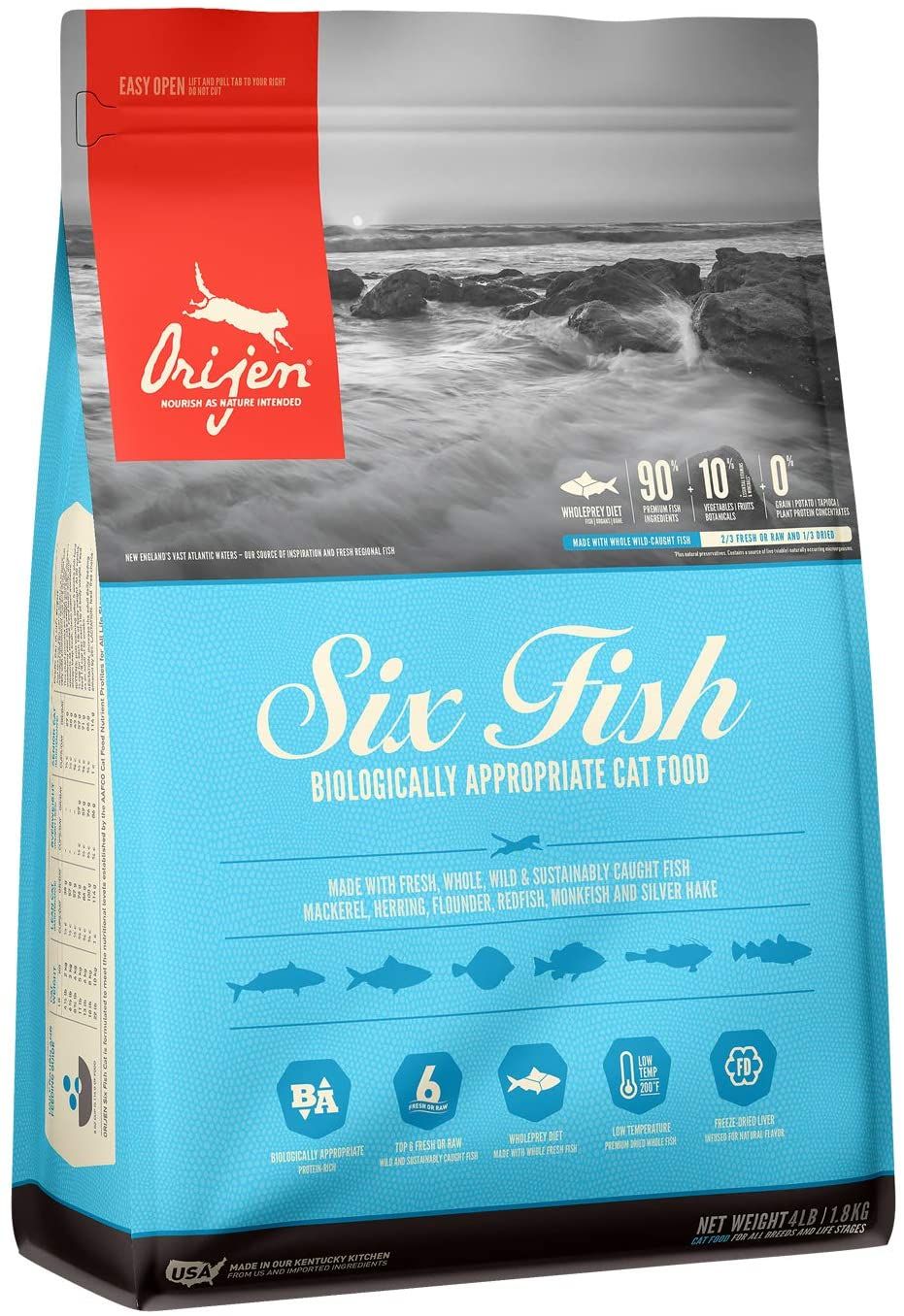 ORIJEN Six Fish Dry Cat Food, Size: 4-lb