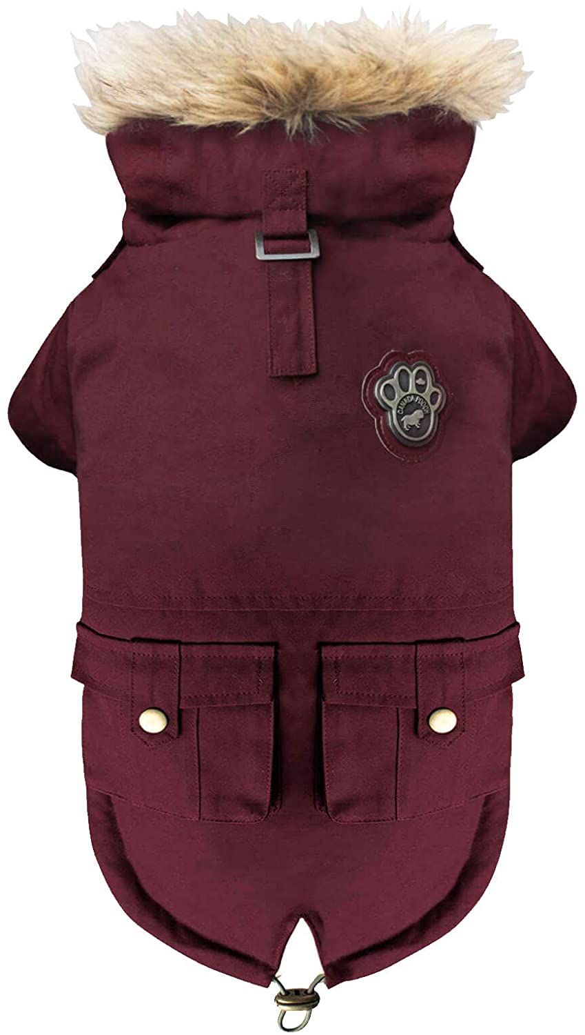 Canada Pooch Maroon Alaskan Army Parka Dog Jacket, Size: 14+