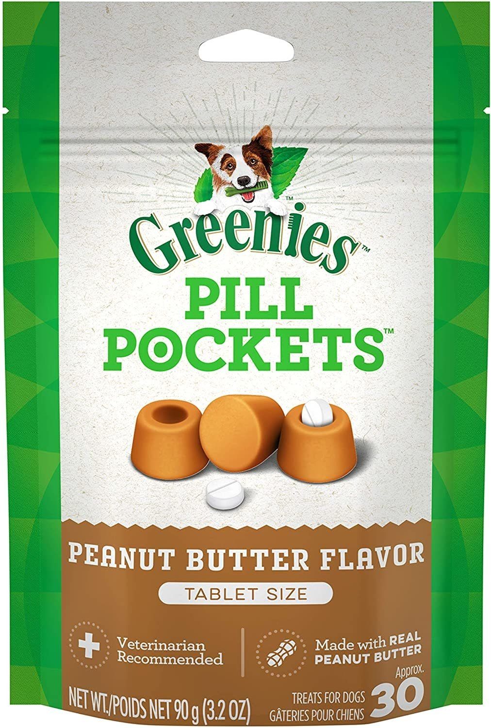 GREENIES Pill Pockets Tablet Size Peanut Butter Flavor Dog Treats 3.2-oz