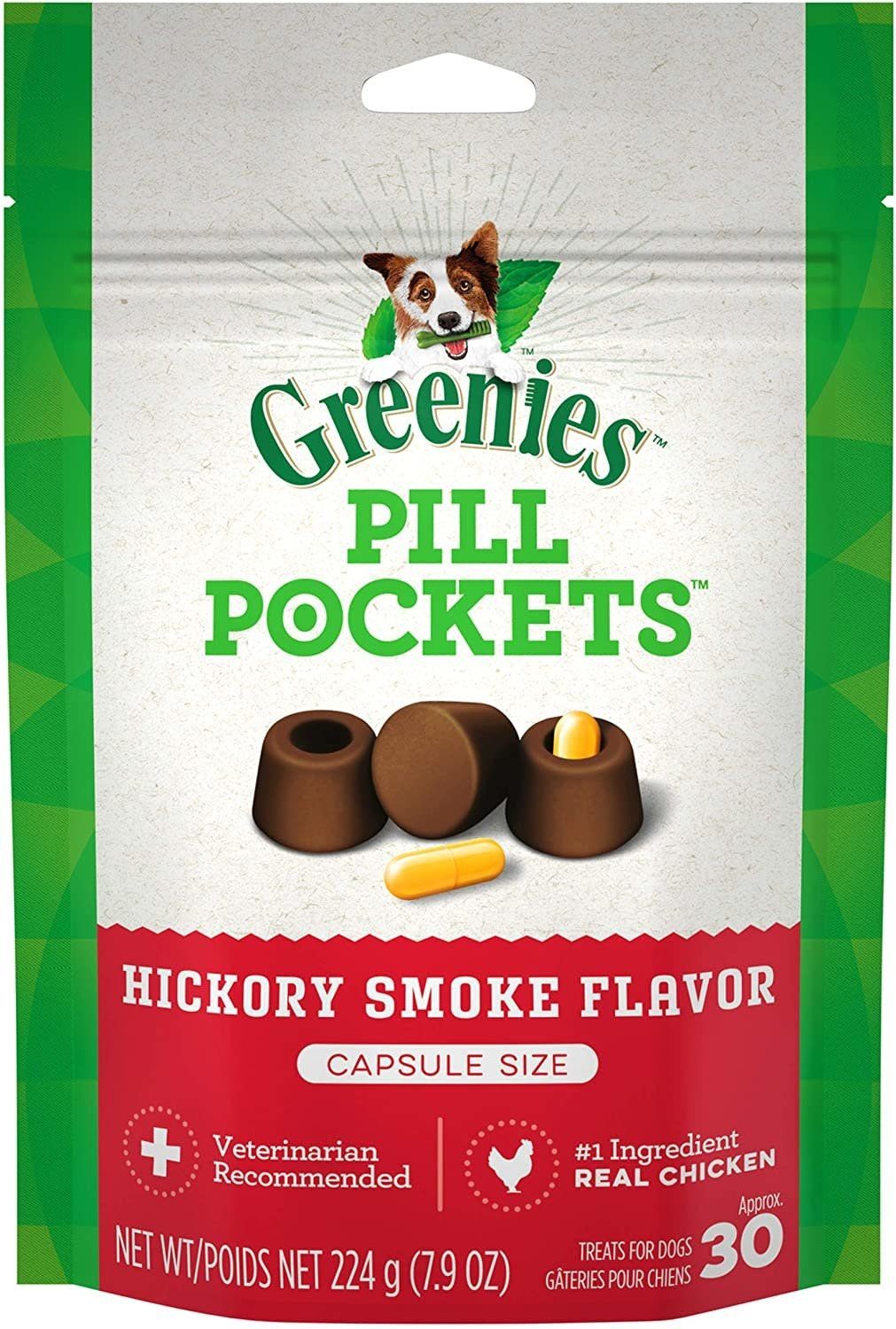 GREENIES Pill Pockets Capsule Size Hickory Smoke Flavor Dog Treats 7.9-oz