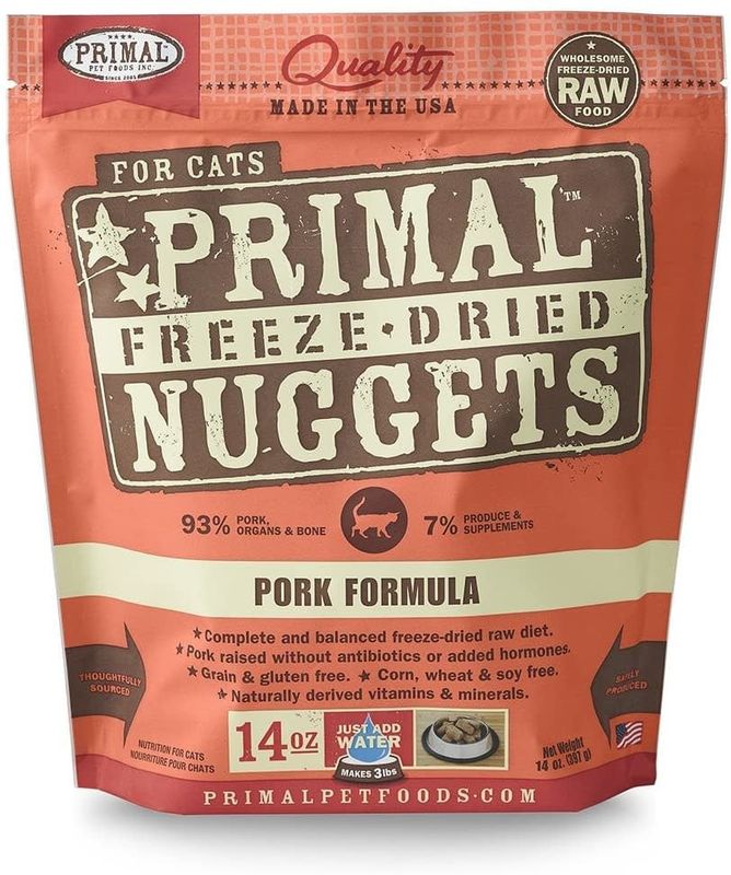 Primal Freeze-Dried Nuggets Grain-Free Pork Formula Cat Food 14-oz