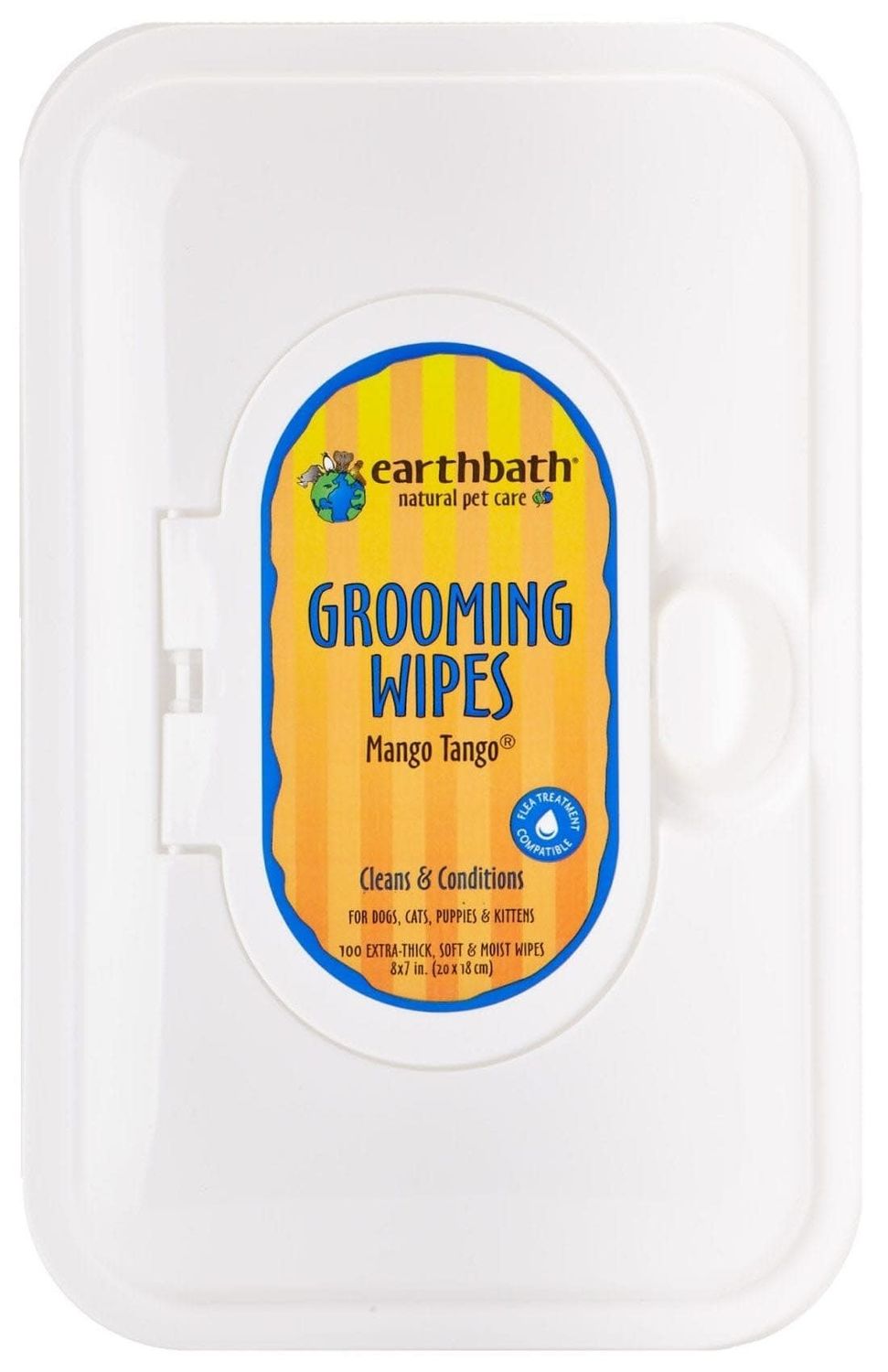 Earthbath Grooming Wipes Mango Tango for Dogs &amp; Cats (100 Count)