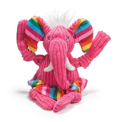 HuggleHounds Rainbow Elephant Knottie Plush Dog Toy