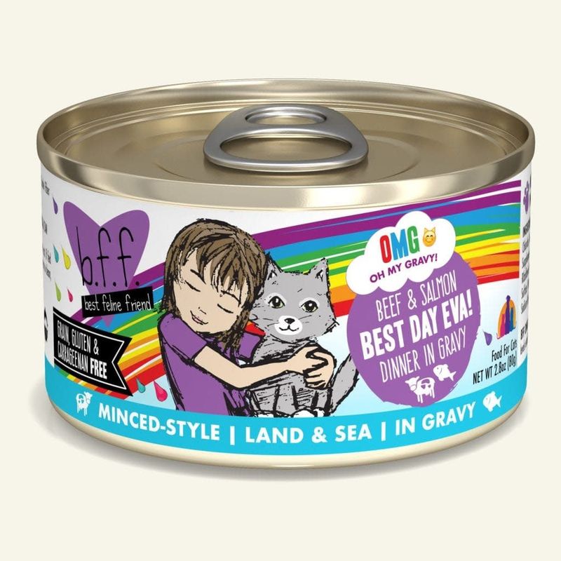 Weruva BFF OMG Beef &amp; Salmon Best Day Eva! Canned Wet Cat Food 2.8-oz