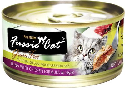 Fussie Cat Premium Grain-Free Tuna with Chicken Formula in Aspic Canned Wet Cat Food
